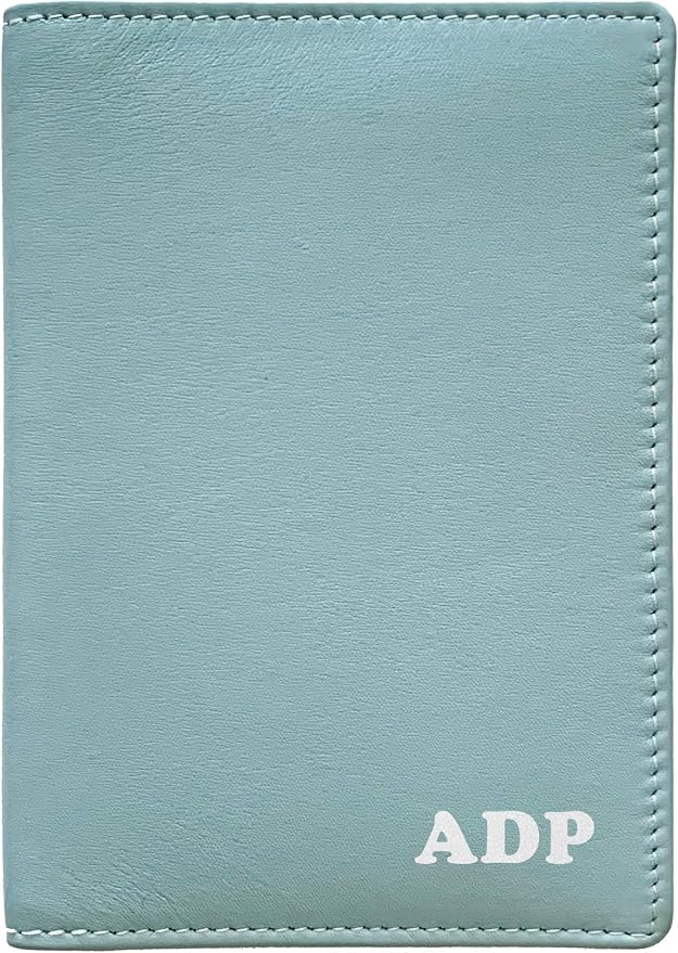 Personalized Monogrammed Chambray Leather RFID Passport Wallet by 123CheapChecks