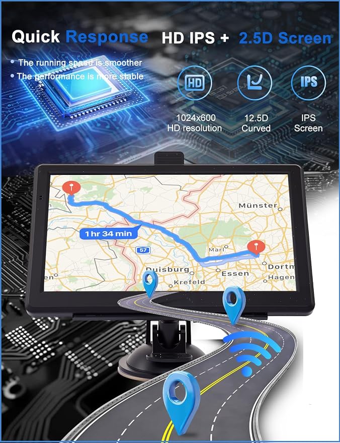 GPS Navigator for Car with 7" Touch Screen & Voice Steering Guidance/Speed/Red - Image 4