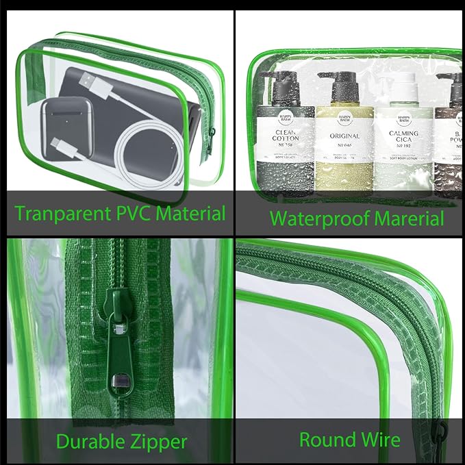 16 Pieces Clear Makeup Bag PVC Zippered Clear Toiletry Carry Pouch Portable - Image 4