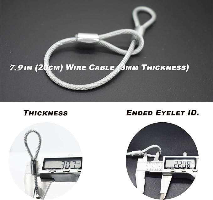 15 pcs 7.9 inch 3mm Thickness Stainless Steel Wire Cable - Image 2
