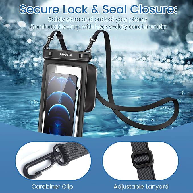 Niveaya [Floatable Floating Waterproof Phone Pouch 2 Pack-Up to 8.5", Large - Image 7