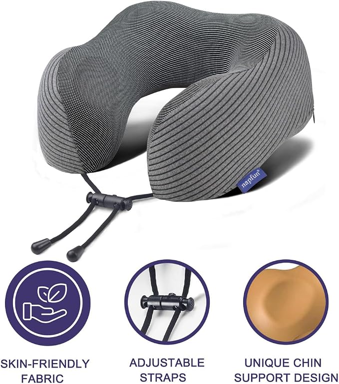 napfun Travel Pillow, 100% Pure Memory Foam Neck Pillows - Image 3