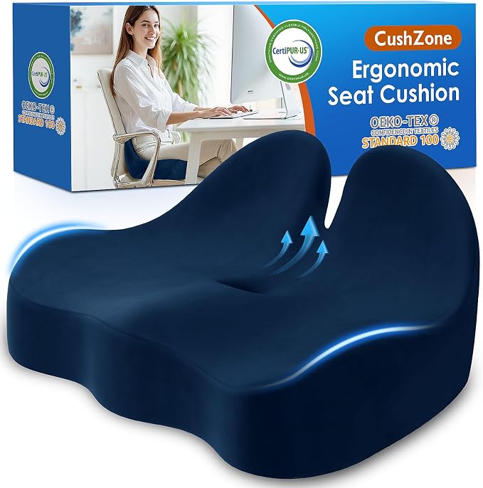 Seat Cushion, Memory Foam Office Chair Seat Cushion by CushZone