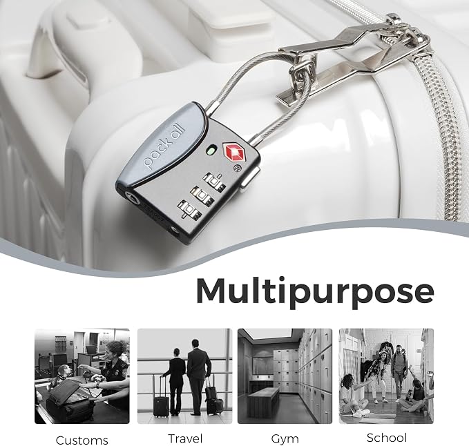 pack all TSA Approved Cable Luggage Locks, 3 Digit Combination Padlocks - Image 7