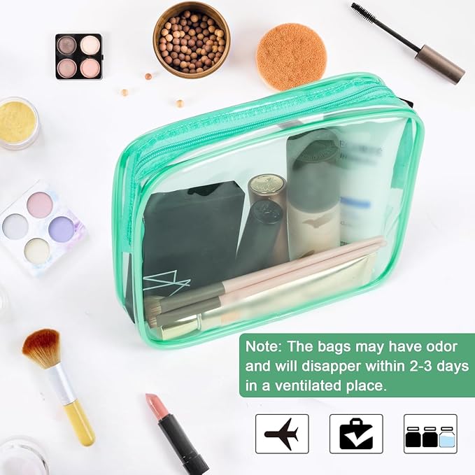 APREUTY Clear Makeup Bags, TSA Approved 6 Pcs Cosmetic Makeup Bags Set Clear PVC - Image 6