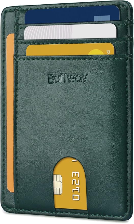 Buffway Slim Minimalist Front Pocket RFID Blocking Leather Wallets by Buffway