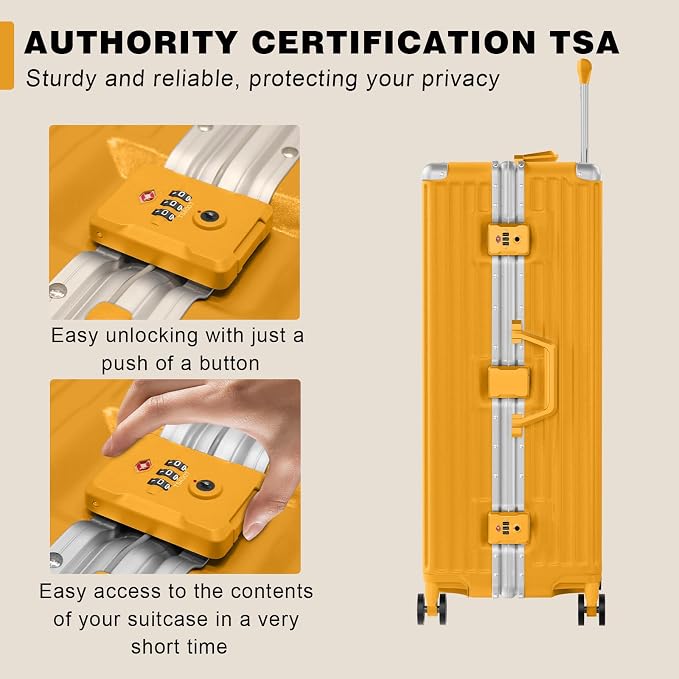 AnyZip Luggage PC+ABS Aluminum Frame Zipperless Checked Luggage Hard Shell - Image 5
