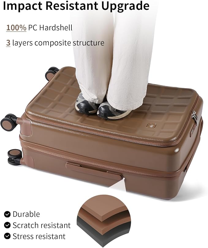 aji Expandable Top Opening 26 Inch Checked Luggage - Image 6