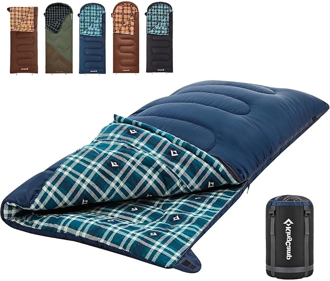 KingCamp Sleeping Bag for Adults, Cold Weather & Warm XL Big and Tall Flannel by KingCamp
