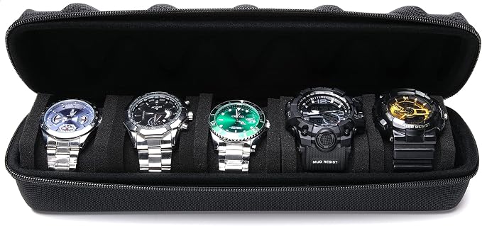 5 slots Hard men's watch travel case, Portable zipper storage organizer box - Image 8