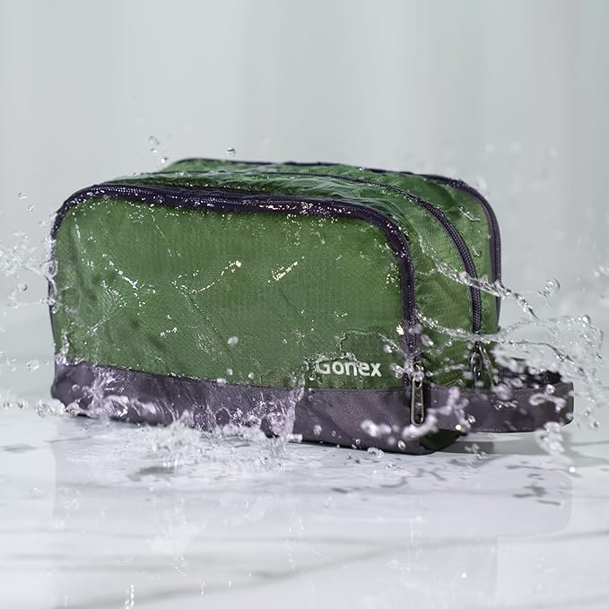 Gonex Travel Toiletry Bag Nylon, Dopp Kit Shaving Bag Toiletry Organizer Olive - Image 5