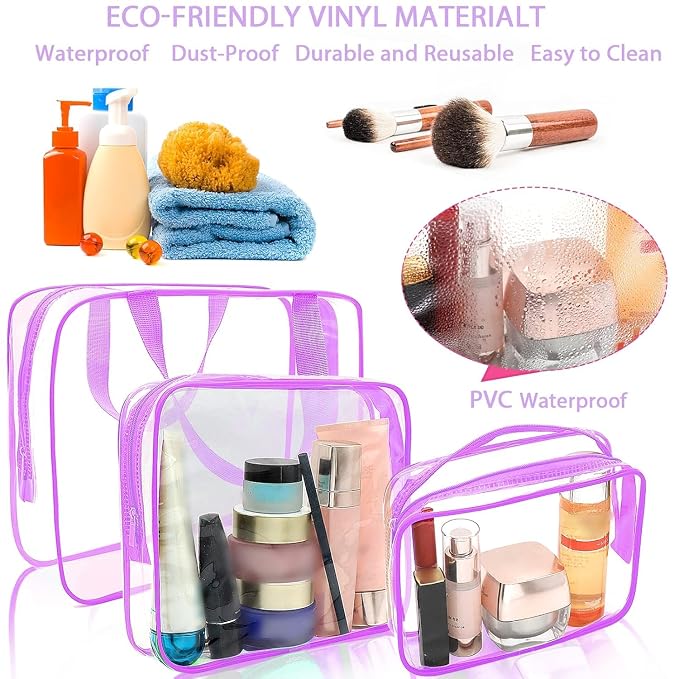 APREUTY Clear Makeup Bags, TSA Approved 6 Pcs Cosmetic Makeup Bags Set Clear PVC - Image 7