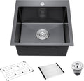 18-Inch Black Bar Sink Drop-In, SINKVINE PVD Nano Stainless Steel Kitchen Sink by SINKVINE