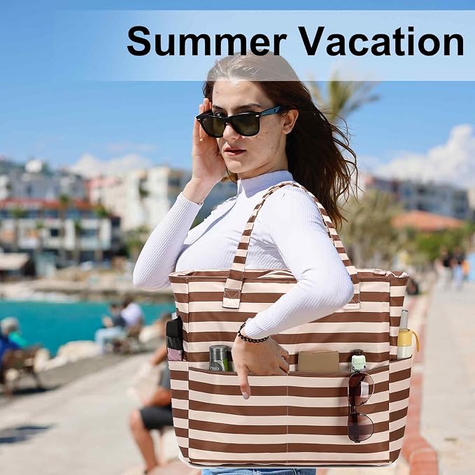 LEDAOU Beach Bag Waterproof Sandproof Women Tote Bag Pool Bag - Image 3