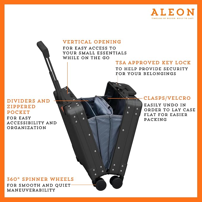 All Aluminum Lightweight 16” Premium Vertical Underseat Carry-On Luggage. - Image 3