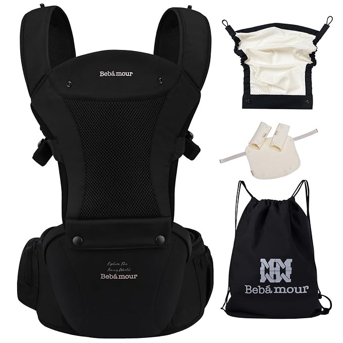Bebamour Baby Carrier with Hip Seat, All-Position Breathable Mesh Hip Seat & - Image 7