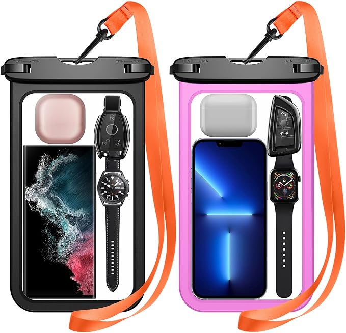 Temdan 2 Pcs Waterproof Phone Pouch, Universal IPX8 Waterproof Cell Phone Case by Temdan