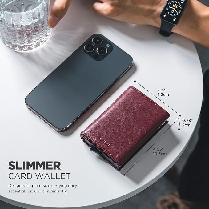 VULKIT Pop up Card Wallet Minimalist Cash Wallets RFID Blocking Leather Smart - Image 5