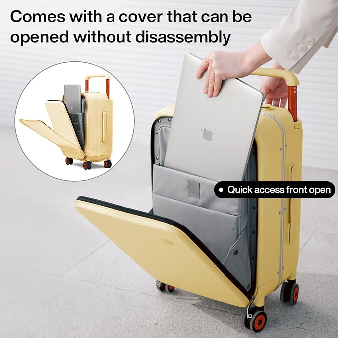 mixi Carry On Luggage Wide Handle Luxury Design Rolling Travel Suitcase PC - Image 2