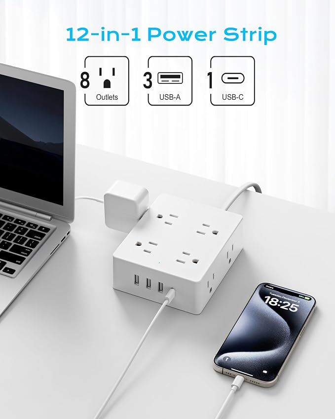 European Travel Plug Adapter, Olcorife Power Strip - Image 2