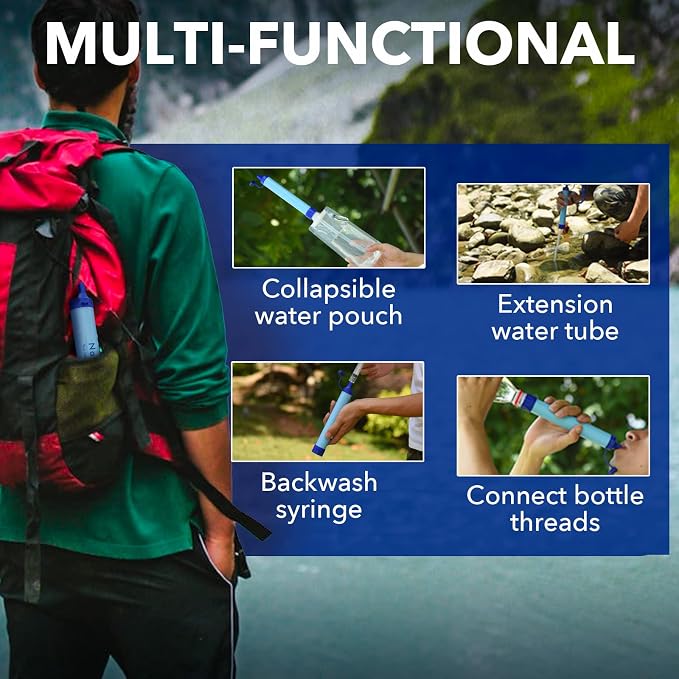 Personal Water Filter Straw Outdoor Portable Filtration Emergency Survival Gear - Image 5