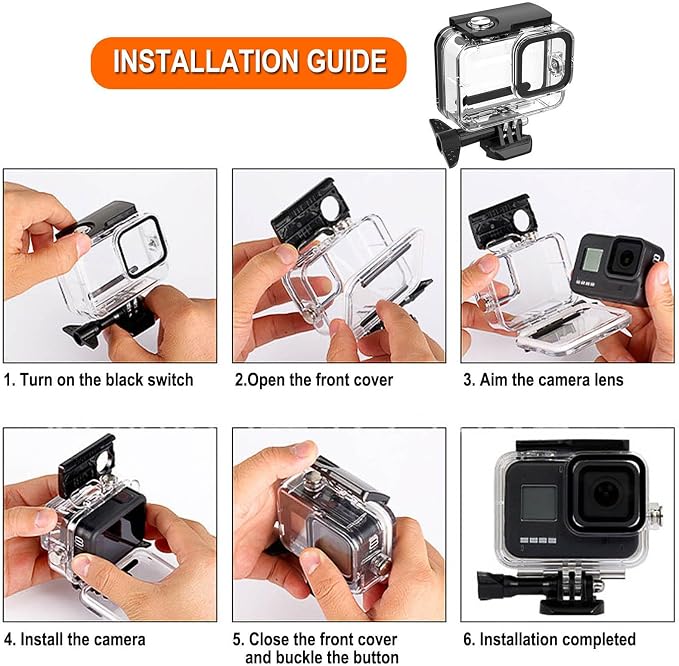 Compatible for Go Pro Hero 8 Black Waterproof Housing Case 60M/196FT Protective - Image 4