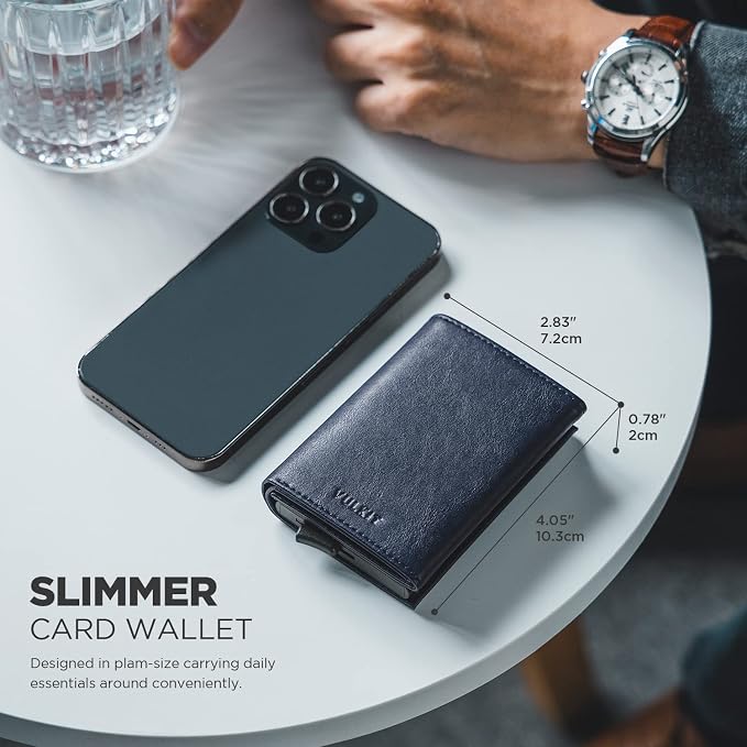 VULKIT Pop up Card Wallet Minimalist Cash Wallets RFID Blocking Leather Smart - Image 5