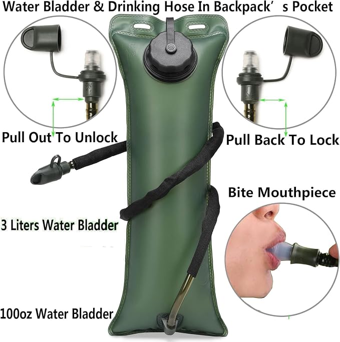 ATBP Tactical Water Hydration Pack Military 3L Water Bladder Carrier Backpack - Image 2