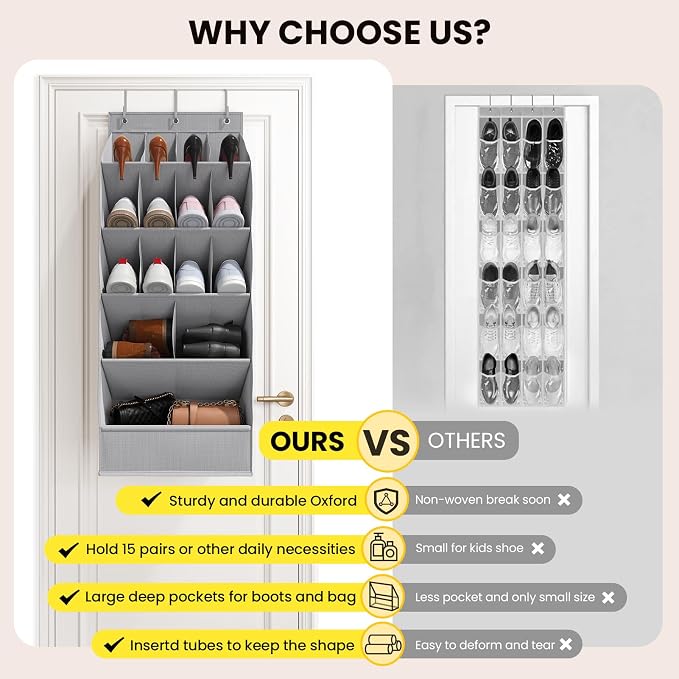Over the Door Shoe Organizer for Closet, Shoes Rack for Closet - Image 7