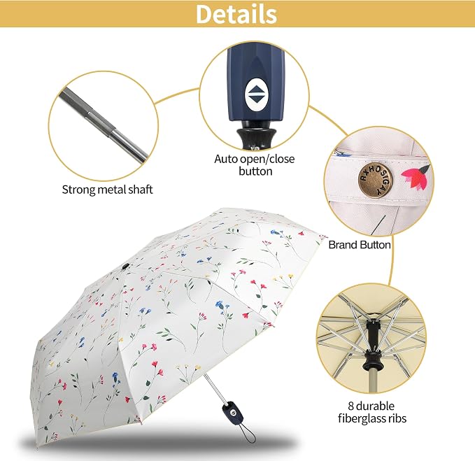 Color Glue Coating Sun Umbrella UV Protection Compact Folding Windproof - Image 5