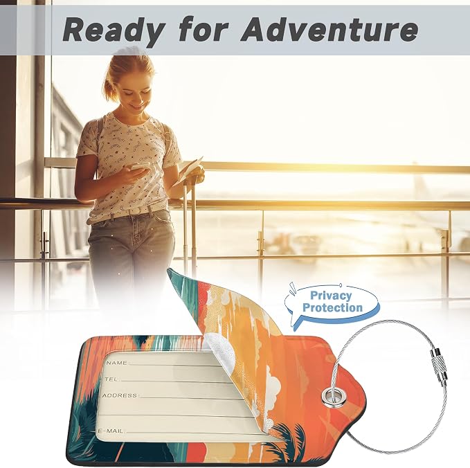 Sunset Beach Summer Luggage Tags, 2 Pack Travel Cruise Tags - Image 5