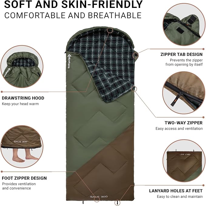 KingCamp Sleeping Bag for Adults, Cold Weather & Warm XL Big and Tall Flannel - Image 4