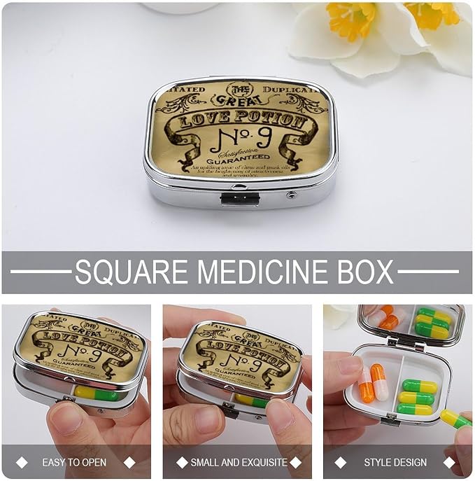 Metal 2 Compartment Pill Organizer Travel Friendly Portable Compact Pill Box - Image 4