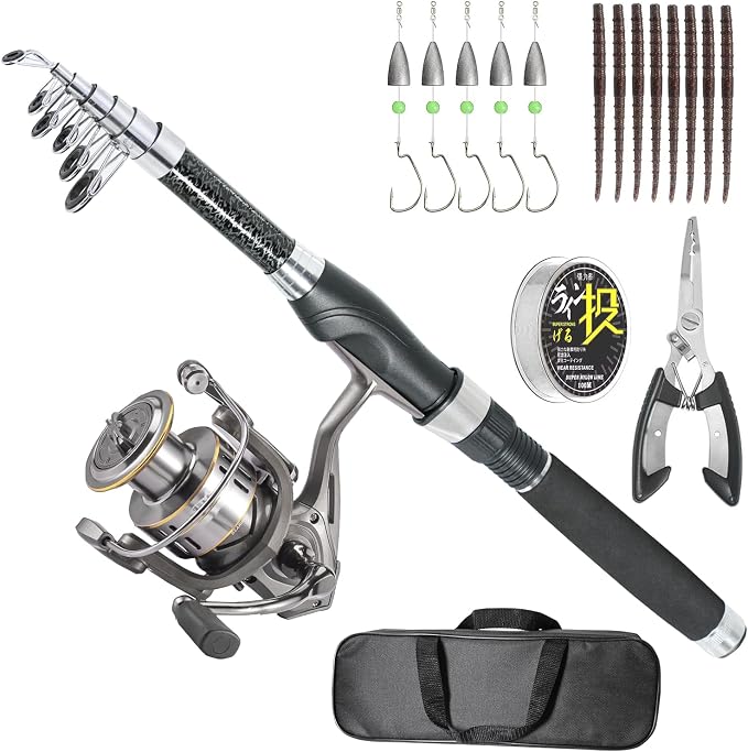 Fishing Rod, Telescopic Fishing Rod and Reel Combo, Collapsible Travel Fishing by Unknown
