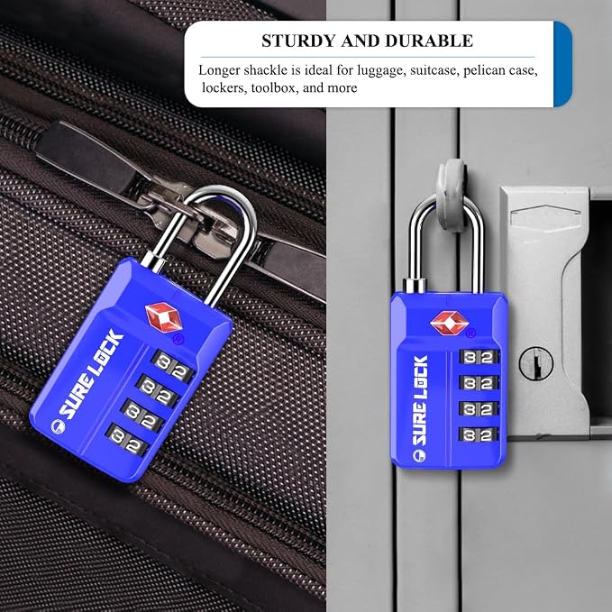 SURE LOCK TSA Approved 4-Digit Resettable Combination Luggage Locks - Image 5