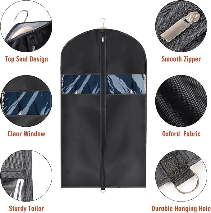 Univivi Garment Bag Suit Bag for Storage and Travel 43 inches, Lightweight - Image 3