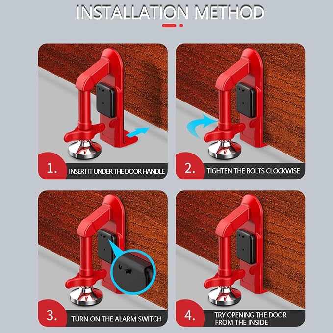 Portable Alarm Door Stopper, Portable Lock - Image 6
