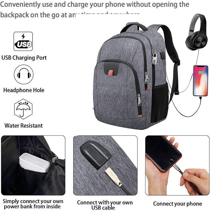 Laptop Backpack for Men, Large Anti-Theft Business Travel Backpack - Image 3