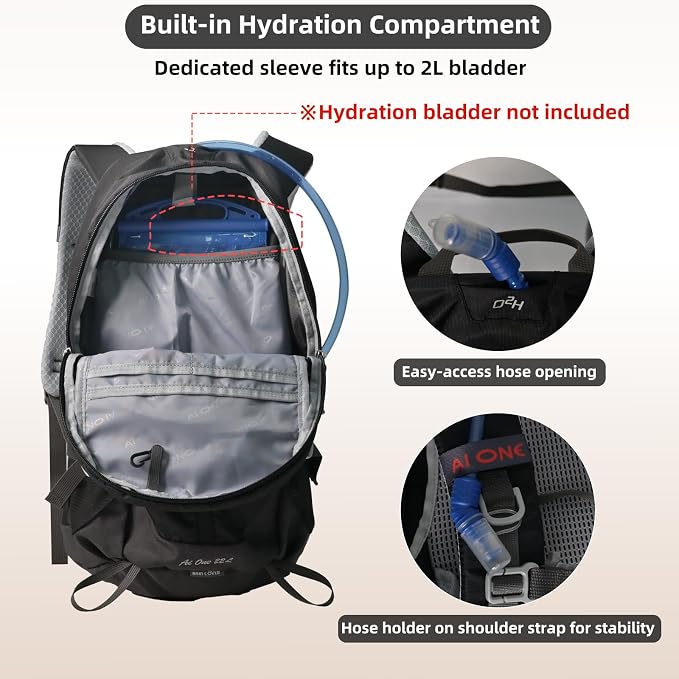 22L Hiking Backpack Lightweight Durable Waterproof Internal Frame Multi-Purpose - Image 3