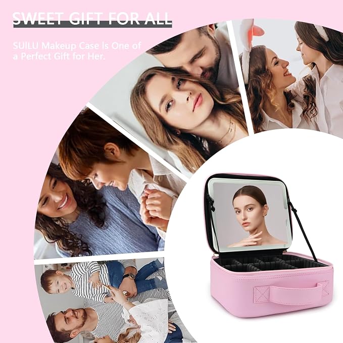 Makeup Bag with Led Mirror, Travel Makeup Organizer with 3 Color Setting - Image 6