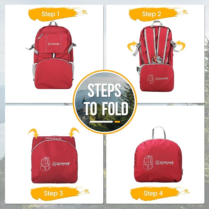ZOMAKE Lightweight Packable Backpack 35L, Light Foldable Backpacks Water - Image 6