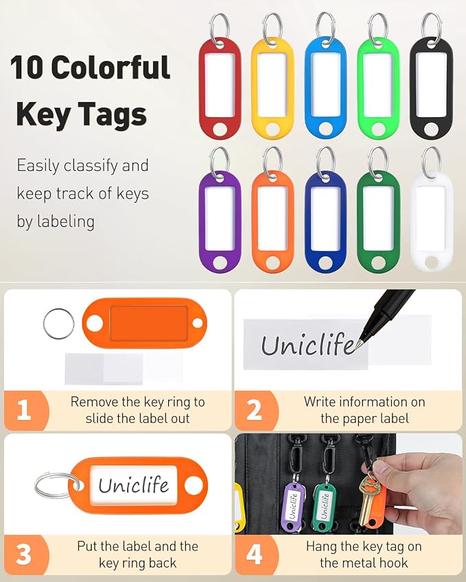 Uniclife Zippered Key Case Organizer Waterproof and Fireproof Orange Key Binder - Image 4