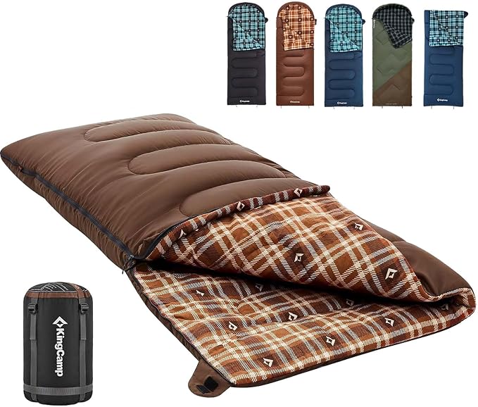 KingCamp Sleeping Bag for Adults, Cold Weather & Warm XL Big and Tall Flannel by KingCamp