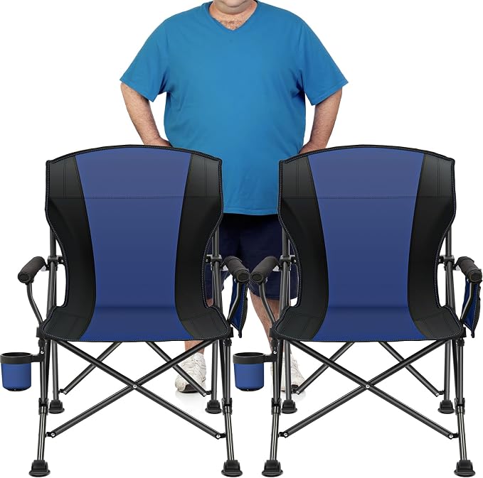 2 Pack Oversized Folding Camping Chair by LINGRONG