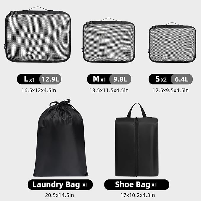 BAGAIL 6 Set Packing Cubes Luggage Packing Organizers - Image 2