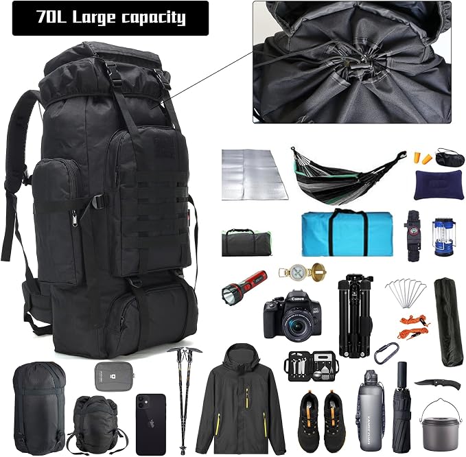 Hiking Backpack for Men 70L/100L Camping Backpack Military Rucksack Molle 3 - Image 3