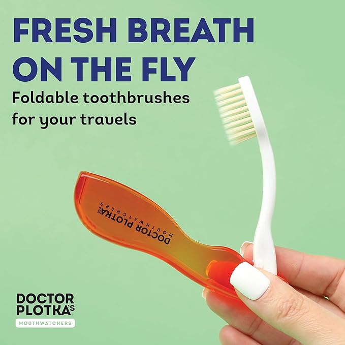 MOUTHWATCHERS Soft Flossing Folding Travel Toothbrush, 2 Pack, Ultra Clean - Image 2