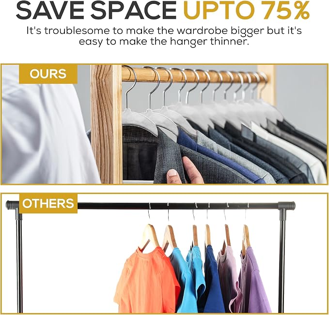 Premium Velvet Hangers 50 Pack Ultra Thin Non Slip Adult Felt Space Saving Suit - Image 6