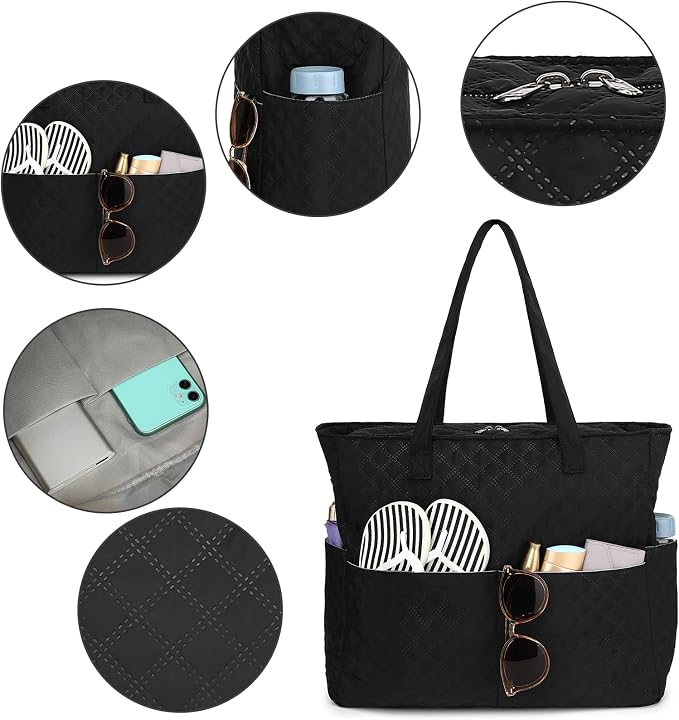 LEDAOU Large Beach Tote Bag Women Waterproof Sandproof Zipper Beach Tote Bag - Image 7