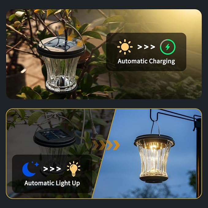 Glass Solar Lantern Outdoor, Waterproof Hanging Solar Lights - Image 4